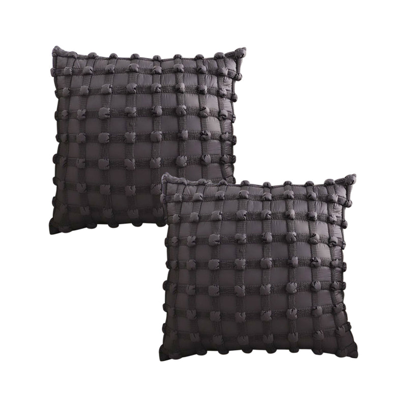 2X Plush Velvet Square Throw Pillow 45x45 Cm 15Cm Thick Black
