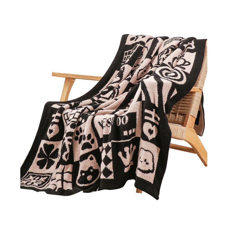 Throw Blanket 130x160cm Plush Black White Cozy Limited Edition Holiday Decor
