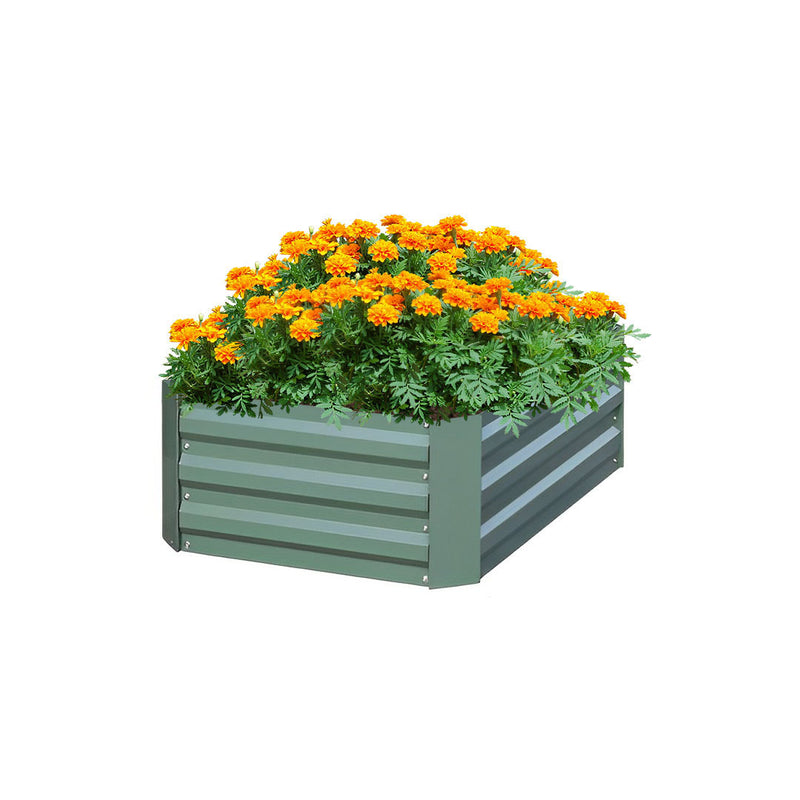 100cm Square Galvanised Iron Raised Garden Bed 30cm Deep Green Outdoor