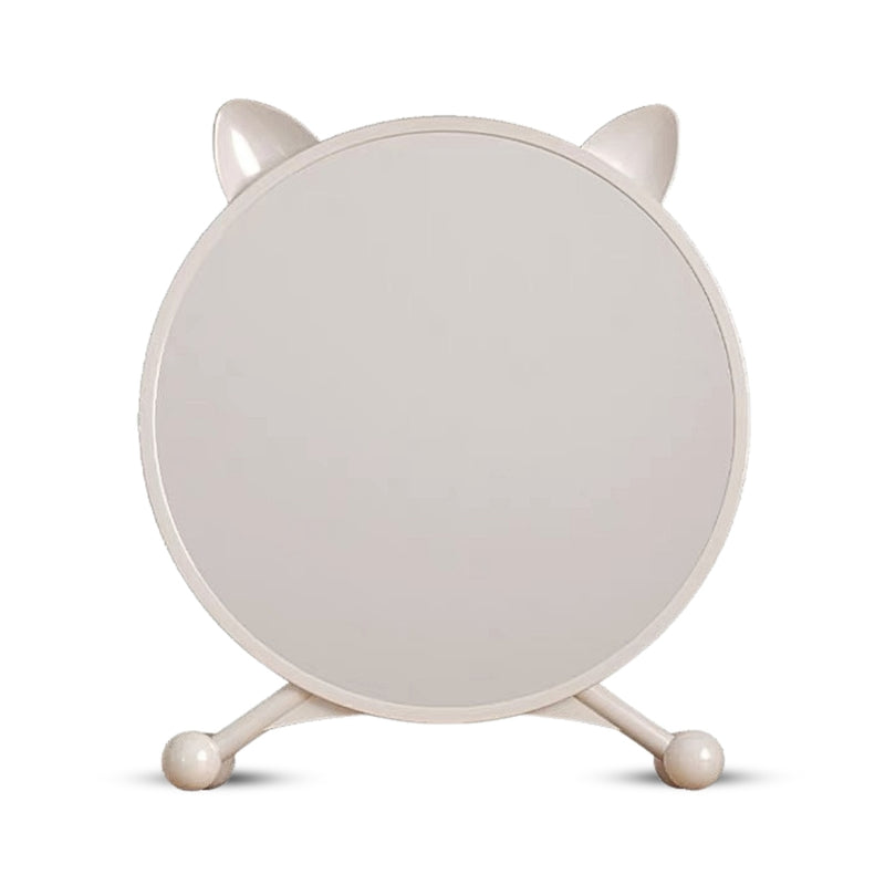 40cm White Plastic Makeup Table Mirror Cat Ear Style No Led Light