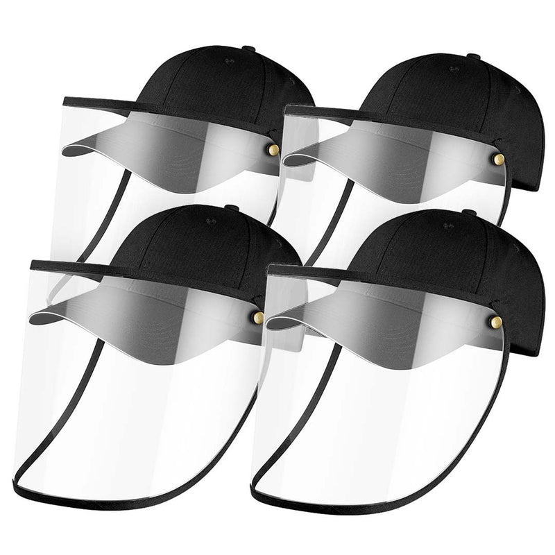 4X Adult Protective Hat Full Face TPU Shield 27cmx41cm Cotton Plastic Black