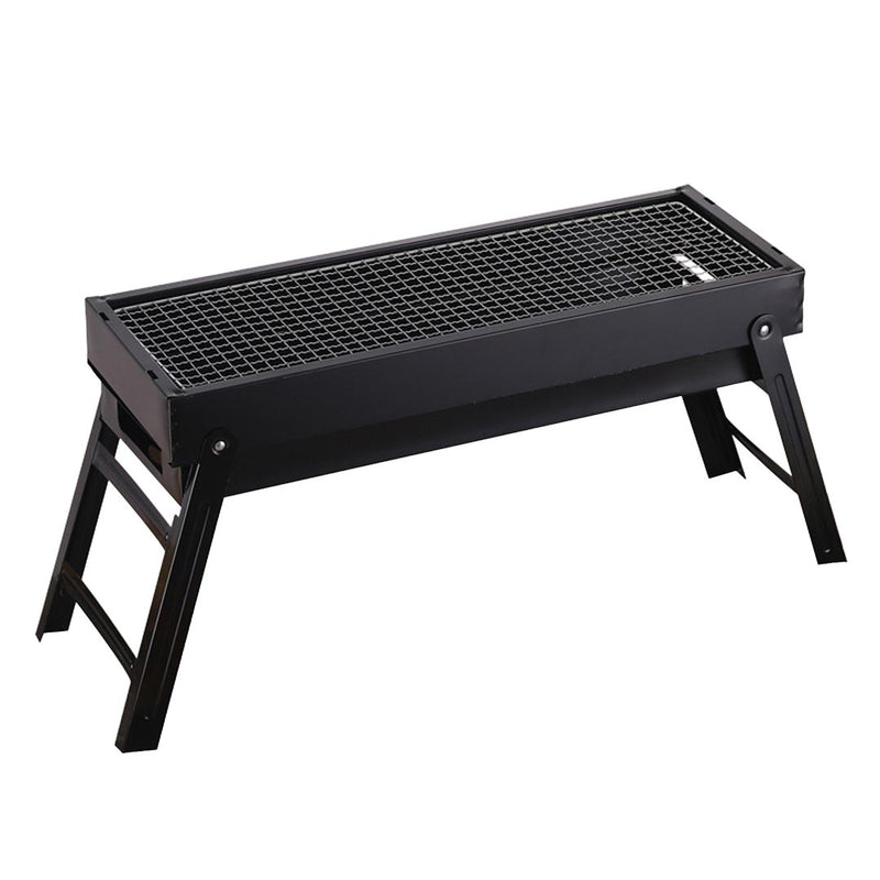 Portable Folding Stainless Steel Charcoal Grill Box Camping 60 X 22 X 33cm Black