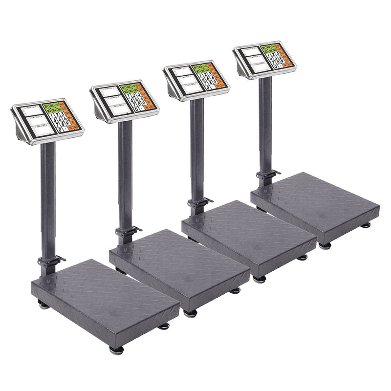 4X Digital Platform Scale 300Kg Capacity Stainless Steel Pan LCD Display Black