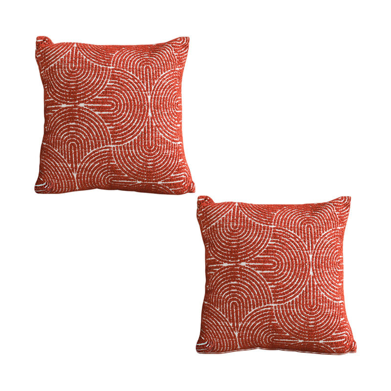 2X 50x50x18cm Polyester Cotton Blend Throw Pillow Burgundy Indoor Outdoor