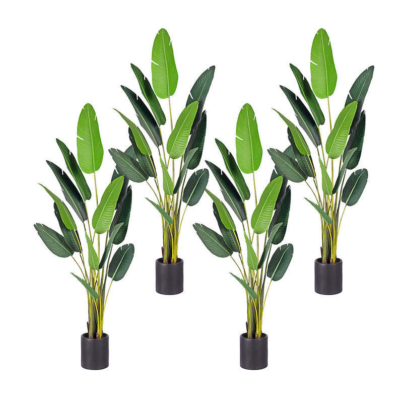 4X 220cm Artificial Birds Of Paradise Plant Green Polyester Leaves Potted