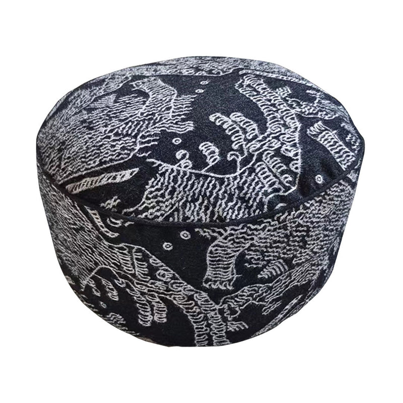 50cm Round Pouffe Cushion Velvet Cotton Blend Epp Fill 30cm High Black