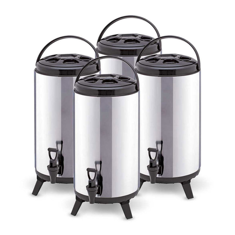 4X 12L Insulated Stainless Steel Hot Cold Beverage Dispenser With Tap