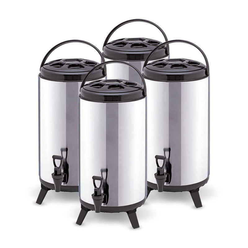 4X 10L Insulated Stainless Steel Beverage Dispenser With Tap For Hot Cold