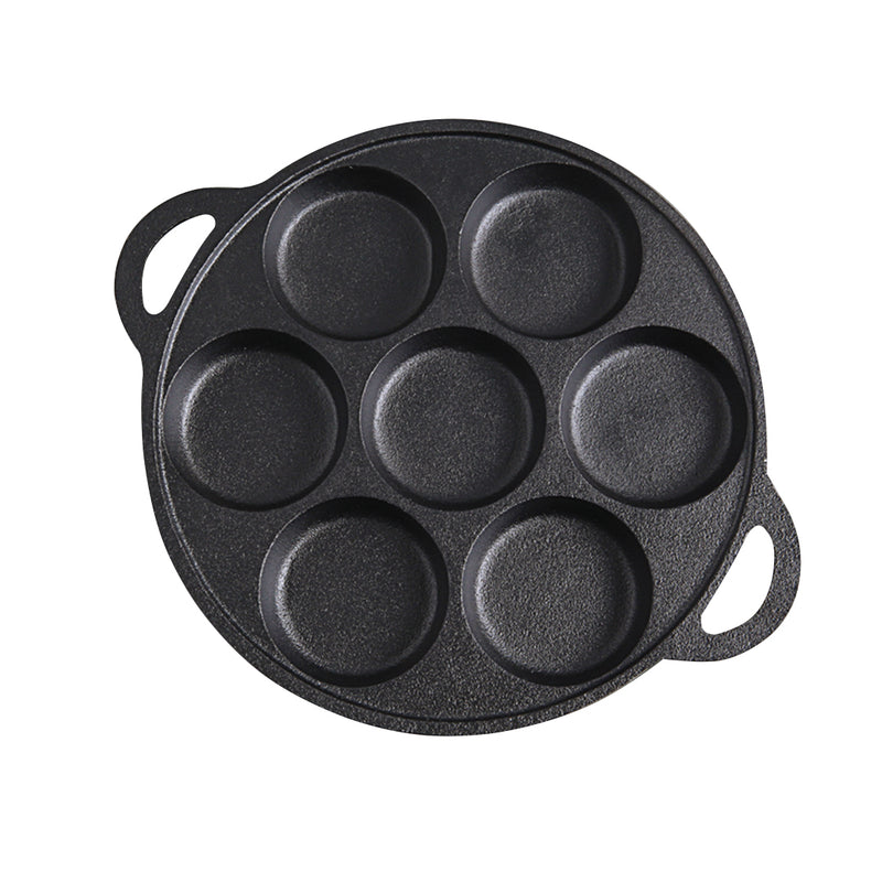 31.5cm Cast Iron Takoyaki Stovetop Pan With 7 Holes Nonstick Grill Mold