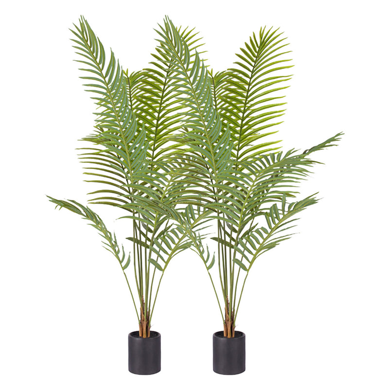 Artificial Areca Palm Tree 2X 180cm Green Lifelike With Black Pot Indoor