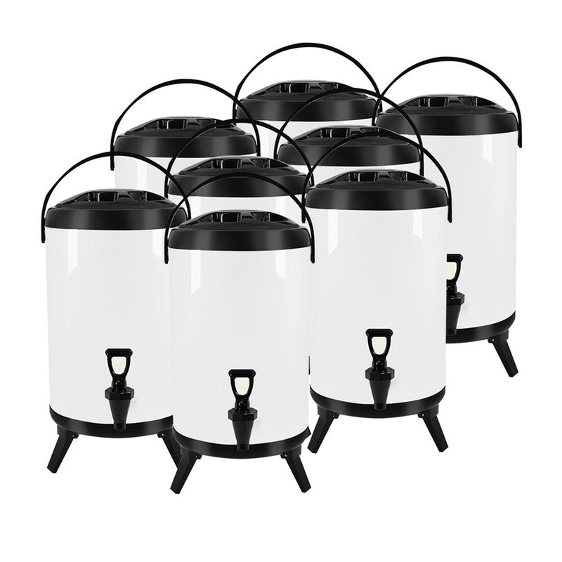 8X Insulated Stainless Steel 8L Hot Cold Beverage Dispenser With Faucet White