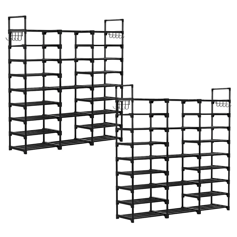 2X 21 Tier Shoe Storage Shelf Organizer Black Iron Pipe Space Savingラック