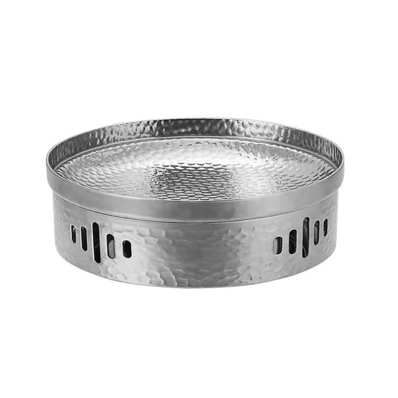 26cm Stainless Steel Dry Pot Hammered Texture Silver Insulated Kitchen Essential