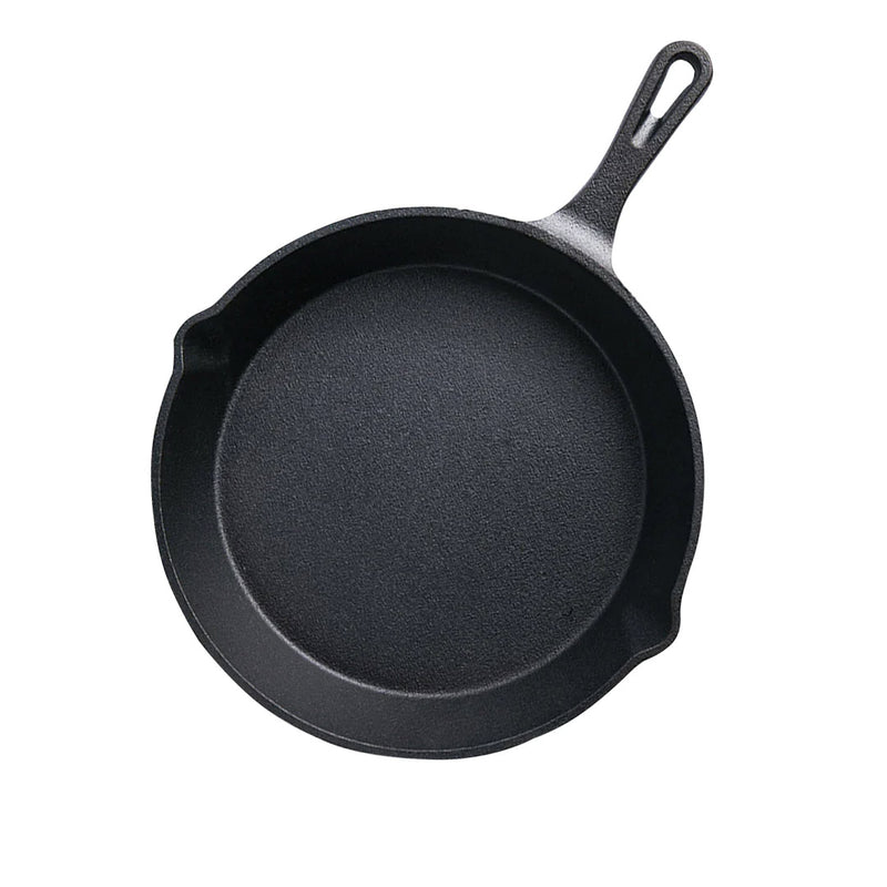 26cm Cast Iron Frying Pan Pre Seasoned Non Stick Handle Induction Ready