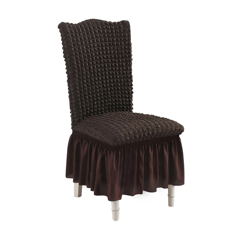 Chair Cover Stretch Polyester Seat Protector Ruffle Skirt Coffee