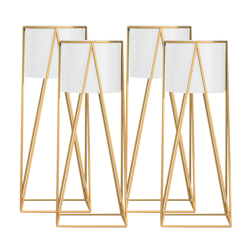 4X 70cm Gold Iron Plant Stand With White Enamel 20cm X 23cm Pots Corner