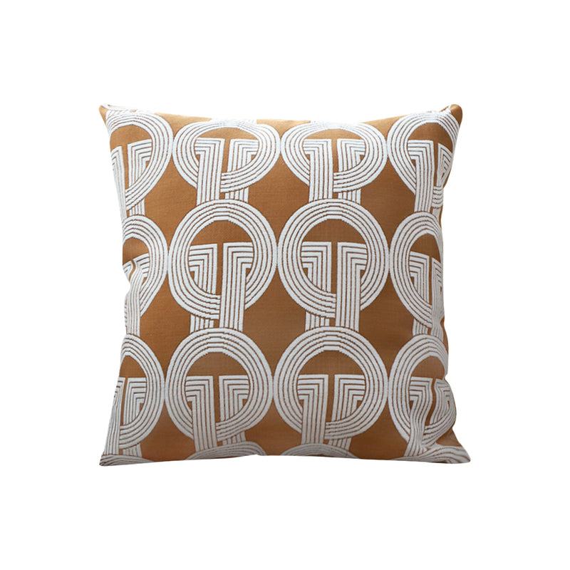 Throw Pillow Polyester Cotton 50x50x18cm Brown Circular Chain Jacquard