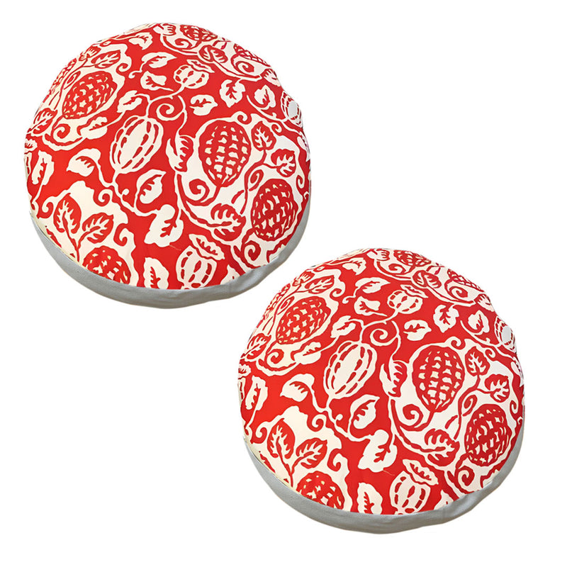 2X 45x45x18cm Red Polyester Cotton Pouffe Cushion Epp Particle Insert Plush