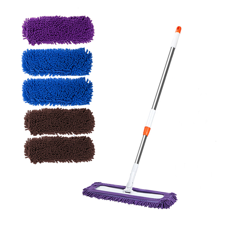 Microfiber Flat Mop 60x12cm 6 Piece 150cm Stainless Steel Handle