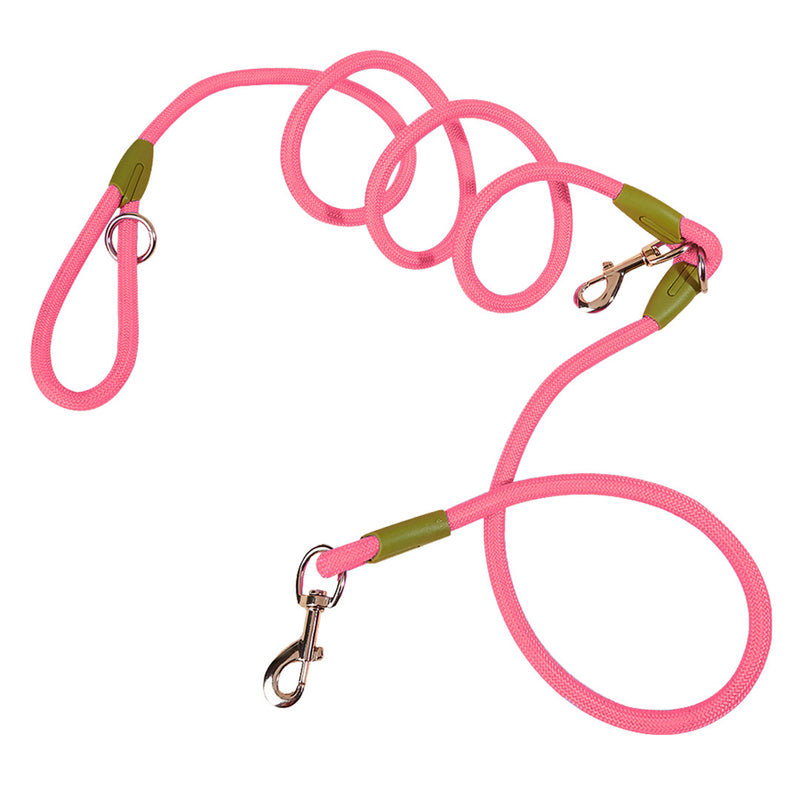 220cm Polyester Double Ended Hands Free Rope Leash For Dog Cat Pink Training