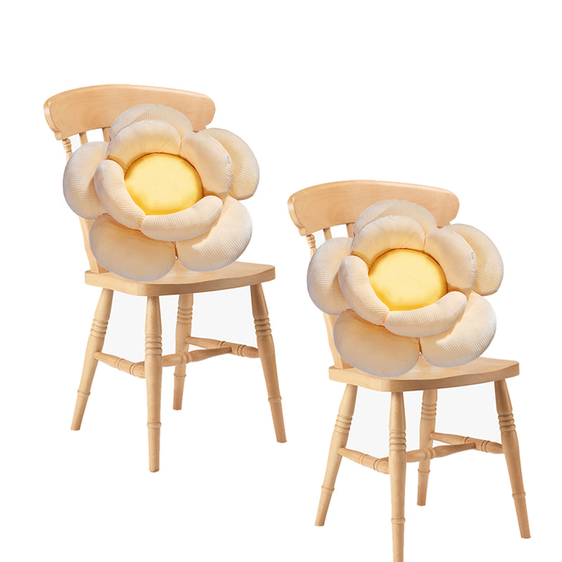 2X Beige Soft Plush Flower Shaped Cushions 70cm Home Decor Floor Pillow