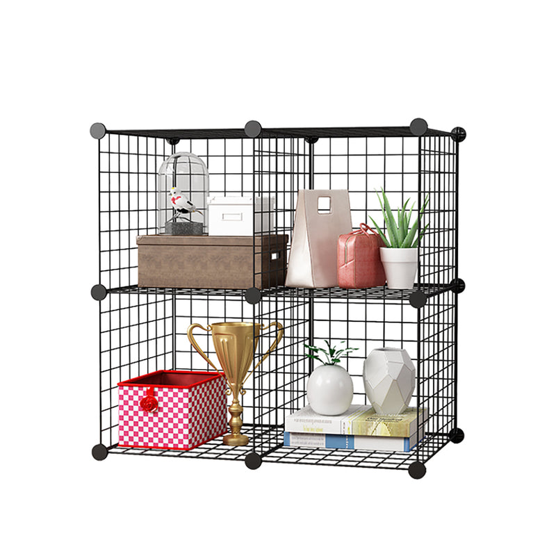Black Portable 4 Cube Storage Organizer Foldable Modular Space Saving Shelf