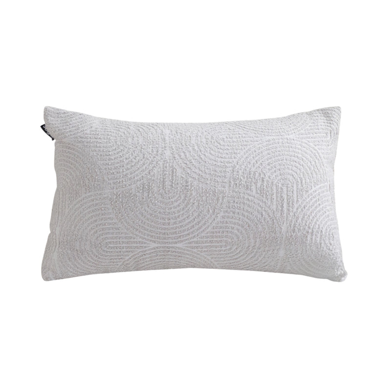 Throw Pillow Polyester Cotton 35x55x18cm Lumbar Embroidered Off White