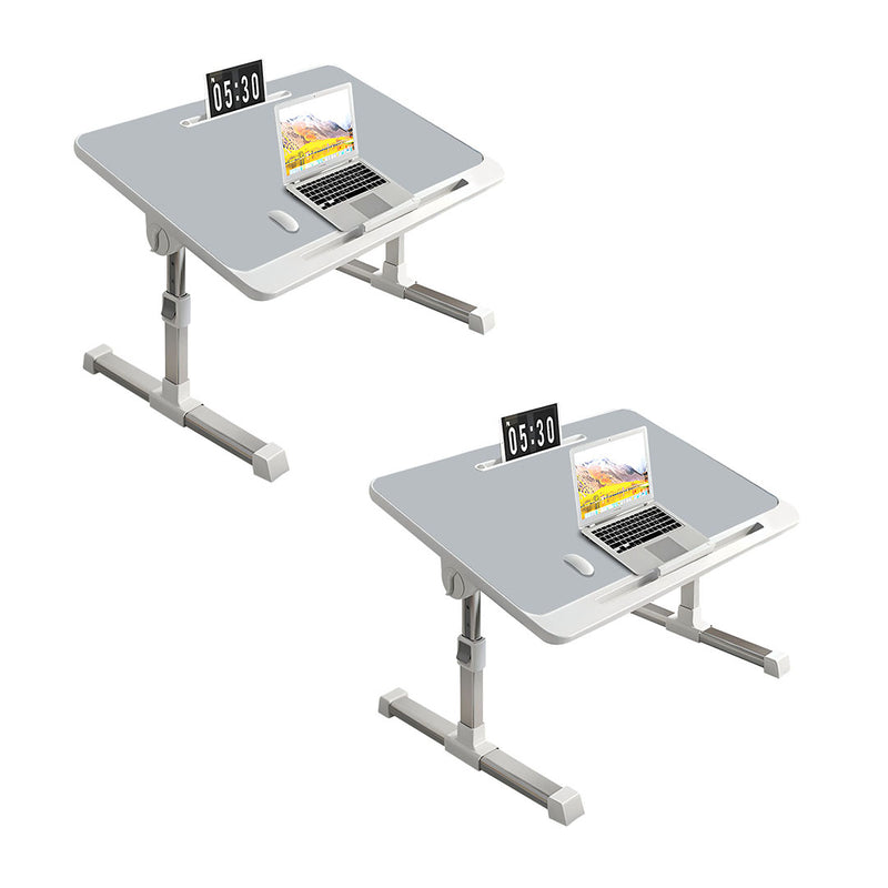 2X Foldable Laptop Bed Table Adjustable Height Gray Portable Study Desk 60x40cm