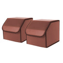 2X Leather Car Boot Organizer Collapsible Portable Storage Box Small Coffee