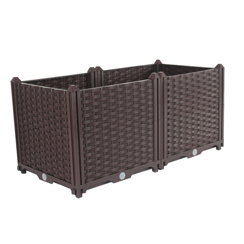 80CM Outdoor Raised Planter Box Polypropylene Self-Watering Dark Brown