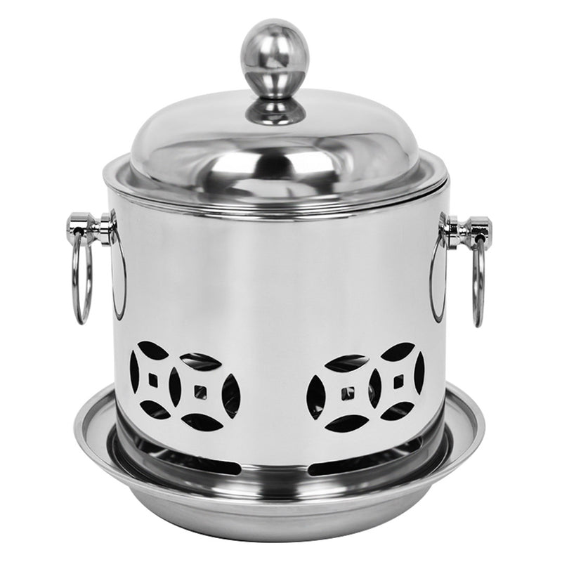 Stainless Steel Mini Hot Pot with Lid Single Person Alcohol Stove Burner 20cm