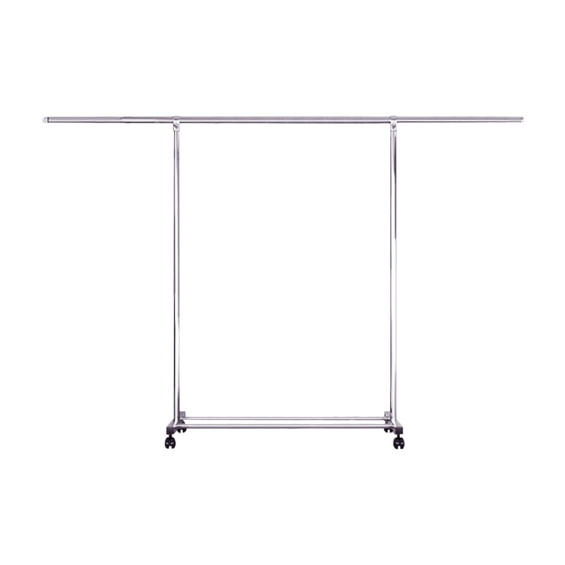Stainless Steel Floor Standing Clothes Rack 240x150x120cm 3 Poles Wheels