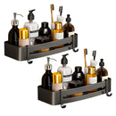 2X Wall Mounted Black Aluminum Storage Rack With Hooks Space Saving Design