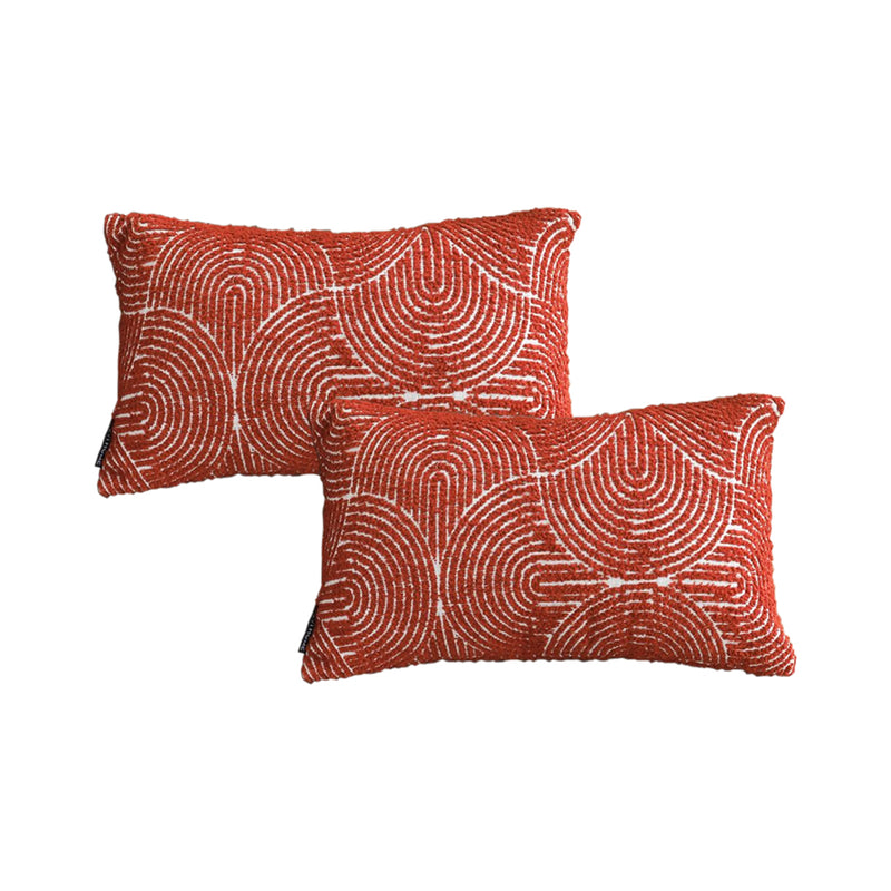 2X Lumbar Throw Pillow Velvet Polyester Cotton 30x50cm 15cm Thick Red
