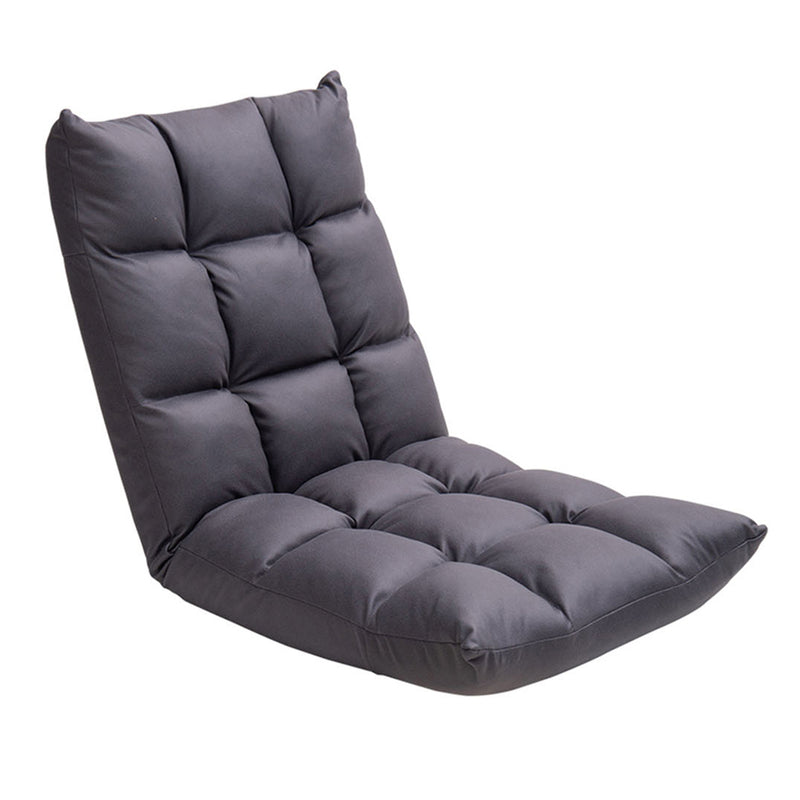 5 Position Adjustable Floor Recliner Air Leather 106x46x10cm Grey Foldable Seat