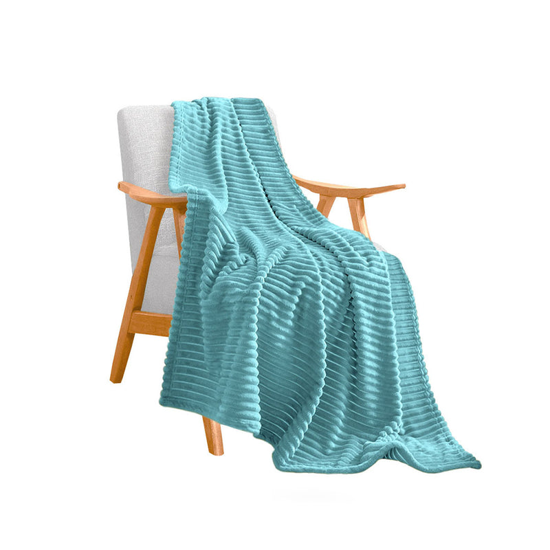 Sky Blue Flannel Polyester Thin Throw Blanket 200x230cm Lightweight Cozy Fleece