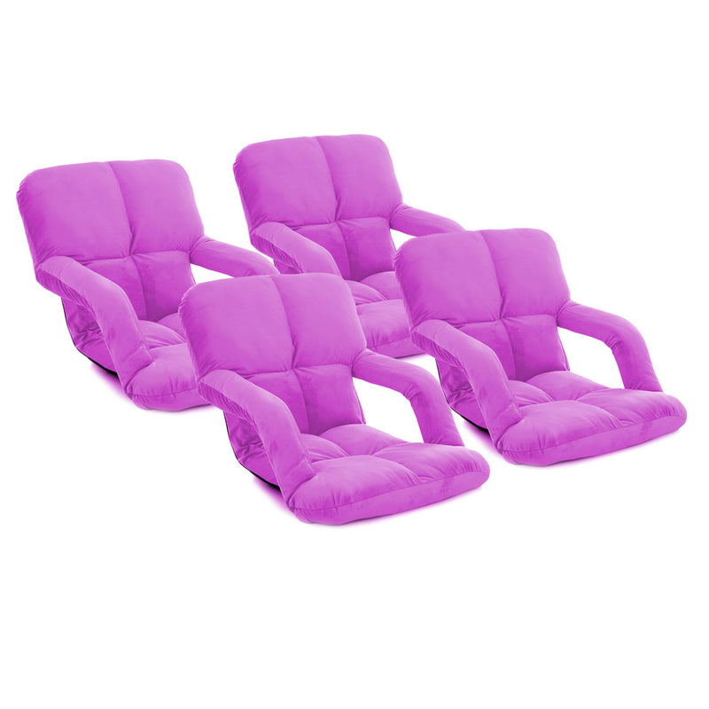 4X Foldable Adjustable Floor Recliner Chair with Armrest Flannel Purple