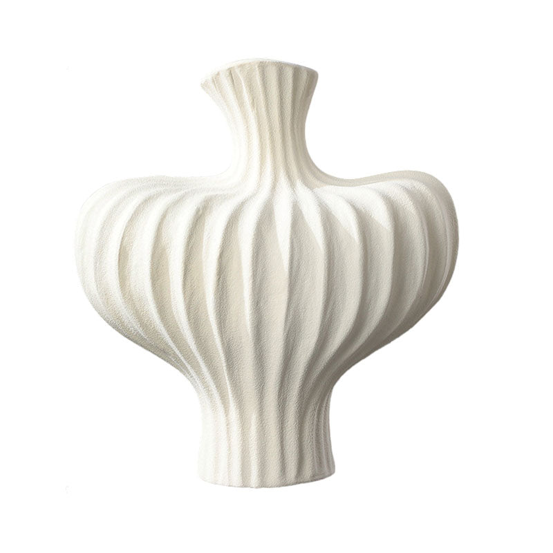 Large Ceramic Handmade Vase 28X30cm Matte White Countertop Porch Home Decor