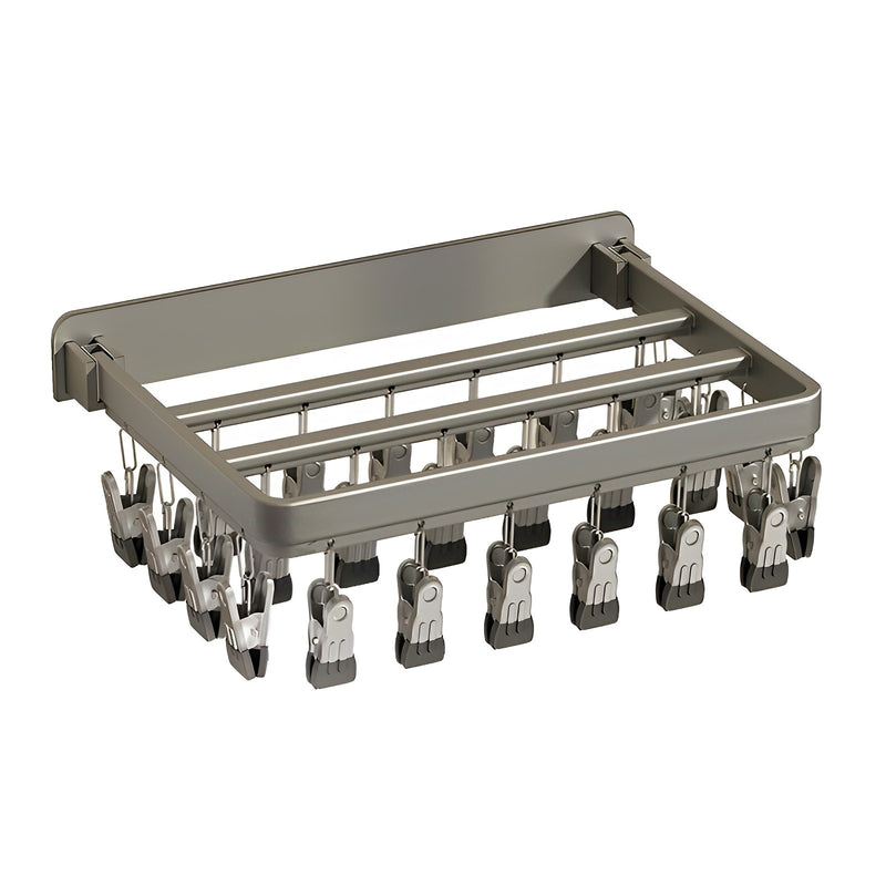 Wall Mounted Aluminum Drying Rack Multi Clip Dark Grey 35.5x29x6cm 0.81kg