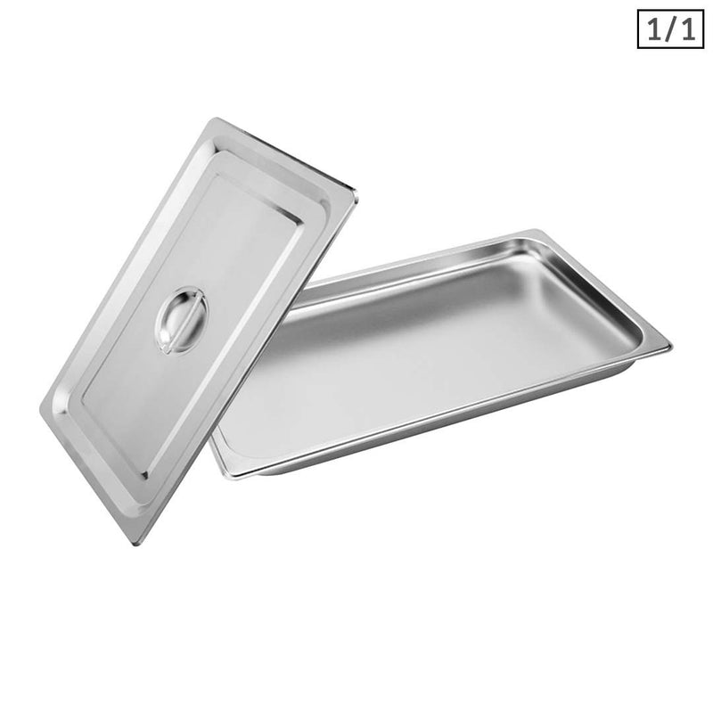 Full Size 1/1 Gastronorm Pan 53x32.5x2cm Stainless Steel With Lid