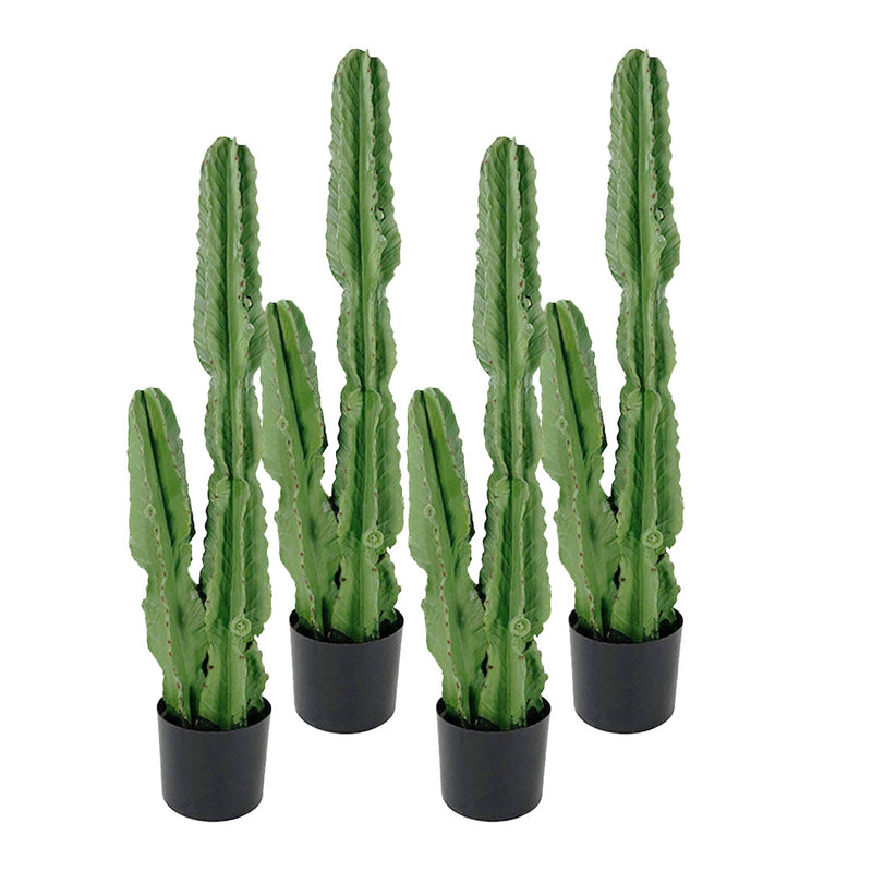 4X 95cm Polyurethane Realistic Artificial Cactus Plant 2 Heads Green