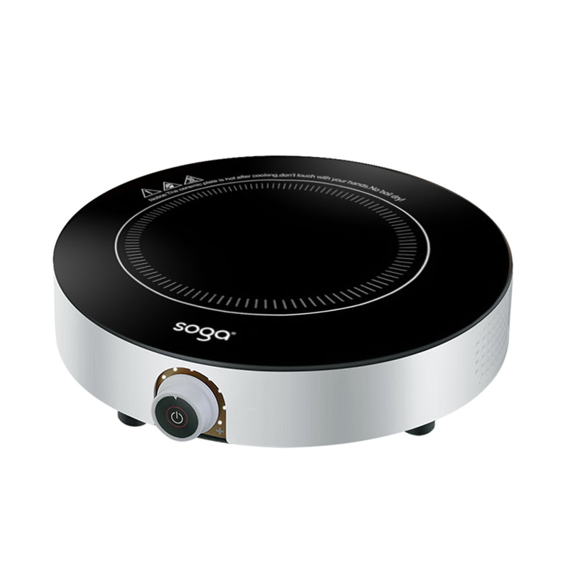 26cm Smart Induction Cooktop 2000W Portable Black Glass Top LED Display Knob