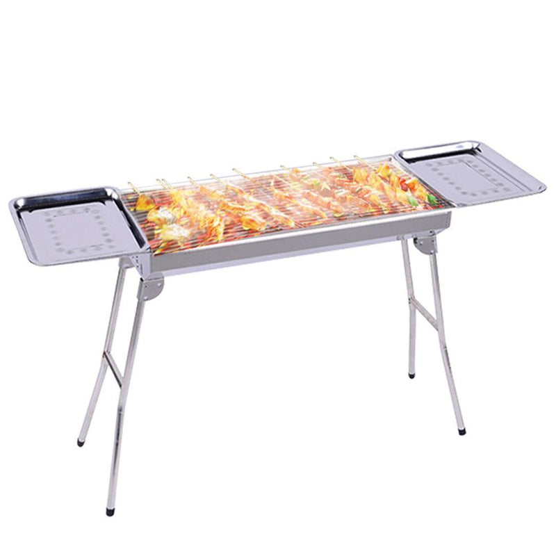 Portable Stainless Steel Skewer Grill 6-8 Persons Charcoal BBQ Outdoor Cooking