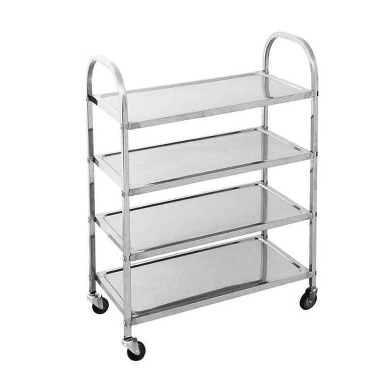4 Tier 18/10 Stainless Steel Kitchen Cart 950x500x1220 Tpr Wheels