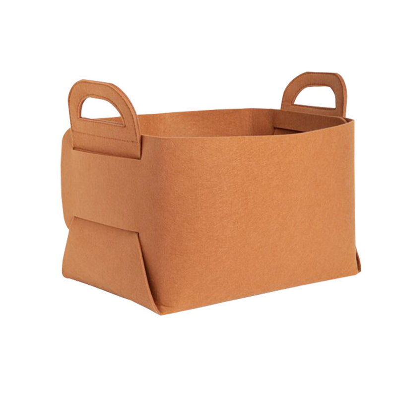 Small Coffee Felt Collapsible Storage Bag with Handles for Home or Office Use
