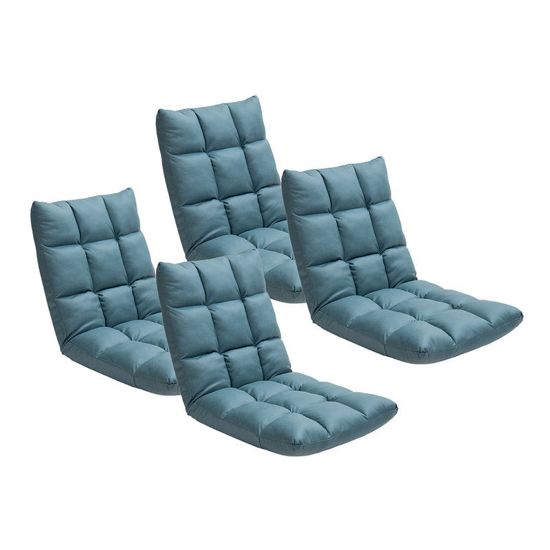 4X Green Air Leather Floor Recliner Adjustable 5 Angles Foldable 106x46x10cm