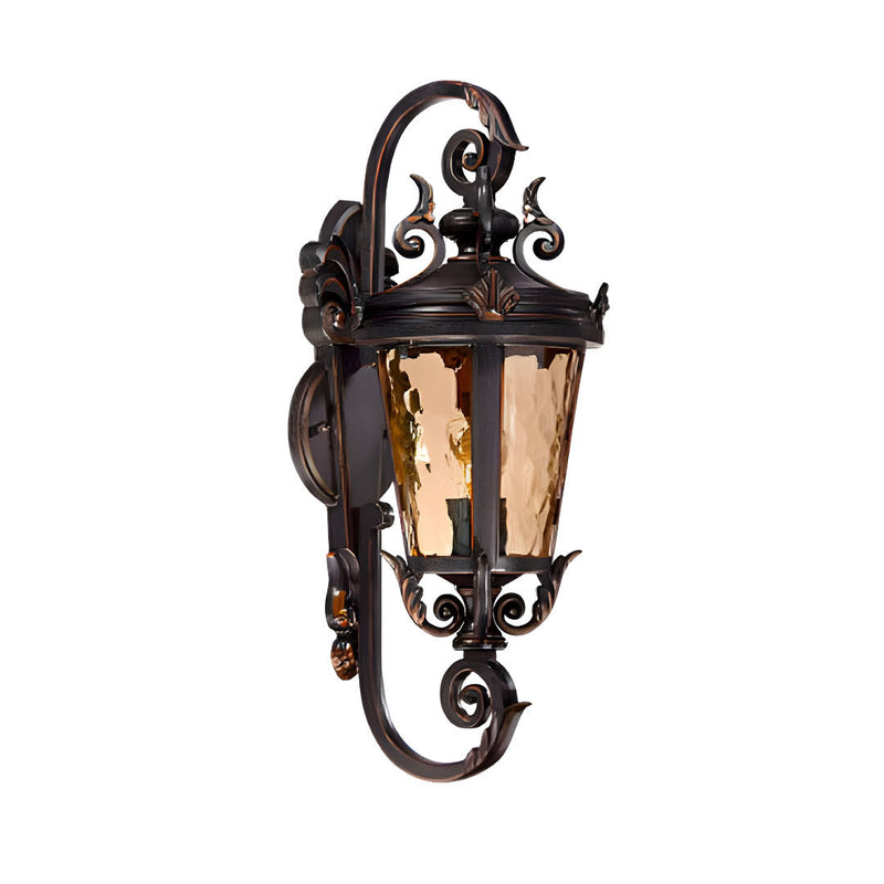 Vintage Lantern Style Aluminum Glass Wall Light 70cm Dark Brown
