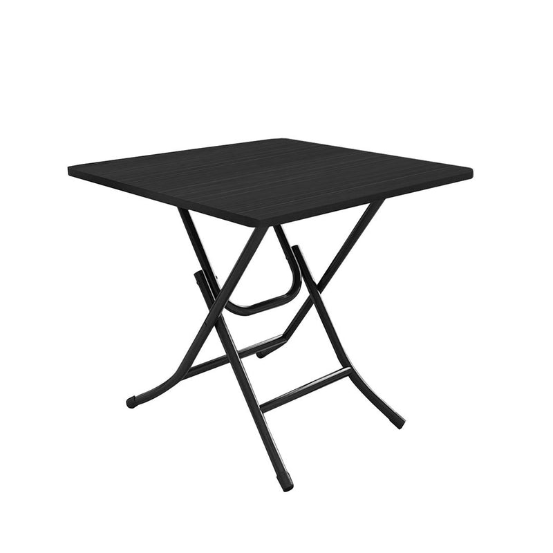 Black MDF Folding Dining Table 60x60cm Space Saving Portable Iron Legs