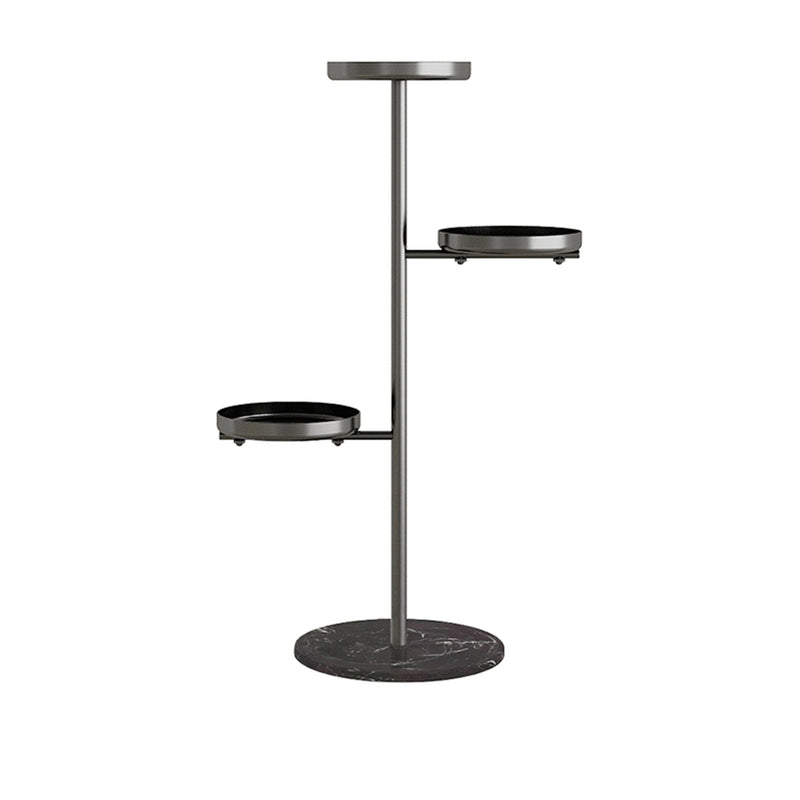 3 Tier Metal Plant Stand Round Black 32cmx22cmx88cm Marble Base Removable Trays