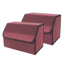 2X Leather Car Boot Organizer Medium Collapsible Foldable Storage Box Red